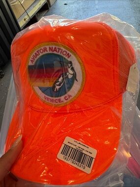 Aviator Nation Neon Orange Patch Trucker Hat